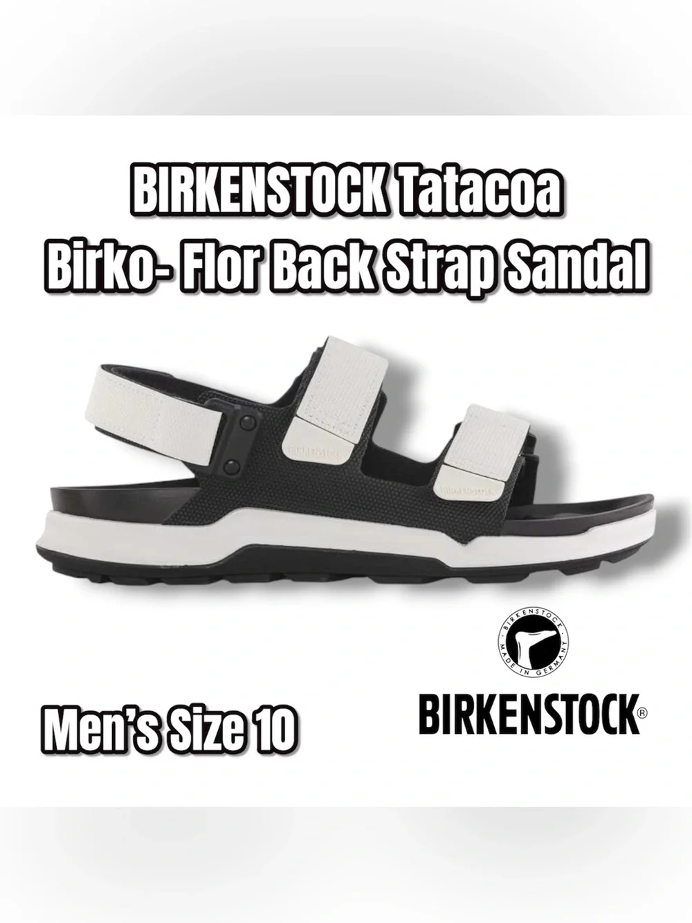 Birkenstock Tatacoa Birko-Flor Black & White Back Strap Sandal - Men's Size 10M